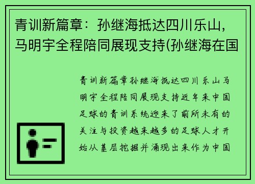 青训新篇章：孙继海抵达四川乐山，马明宇全程陪同展现支持(孙继海在国家队踢什么位置)